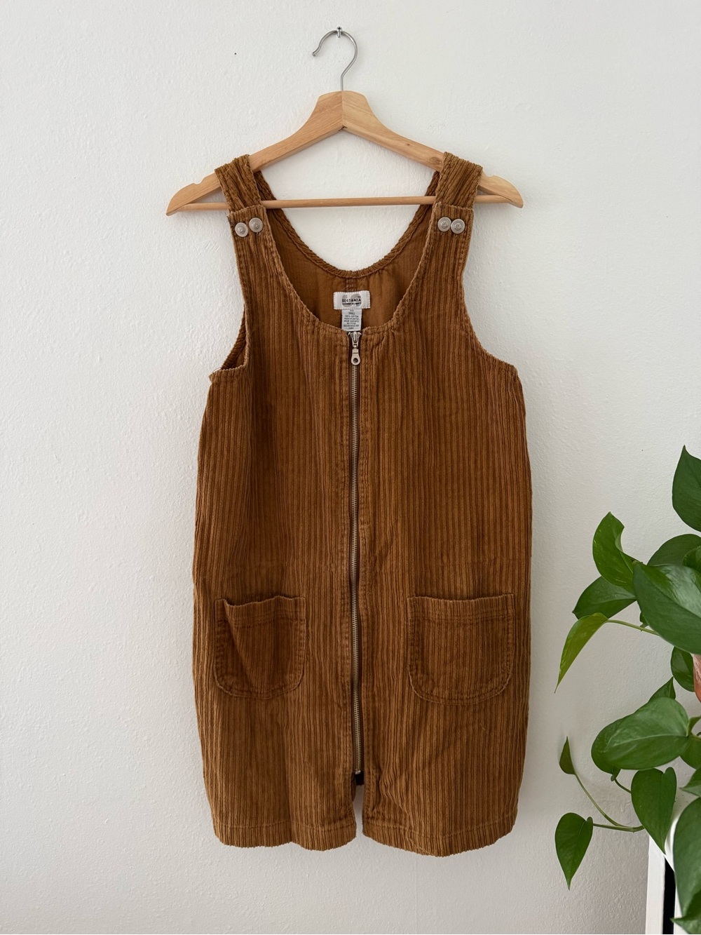 Vintage Sostanza Zip-Front Women's Corduroy Dress in Brown